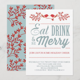 Convite Natal Vermelho e Blue Holidy Country Chic