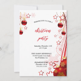 Convite Natal vermelho festivo e inverno branco