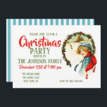 Convite Natal vintage Boy<br><div class="desc">garoto natal adolescente jovem, flocos de neve românticos de x mas frios, pintura paisagem, anjo de sorriso, adoráveis crianças felizes, engraçadinhas, crianças de vintage com aquarela, criança de neve de feliz de inverno, desenho bonito, arte adolescente com aquarela retrô, Natal de celebração de desenho animado, jovem de natal adolescente, ...</div>