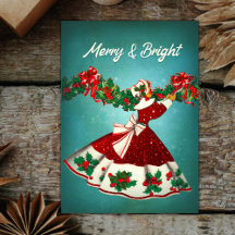 Natal vintage decoração de garota vermelha