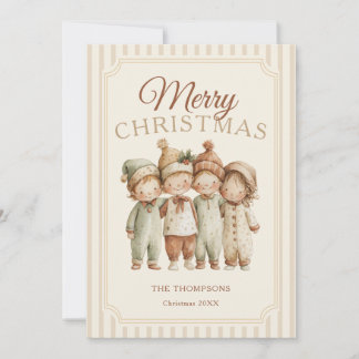 Convite Natal Vintage Personalizado para Crianças Família