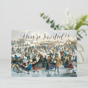 Convite Natal Vitoriano Central Park Currier & Ives