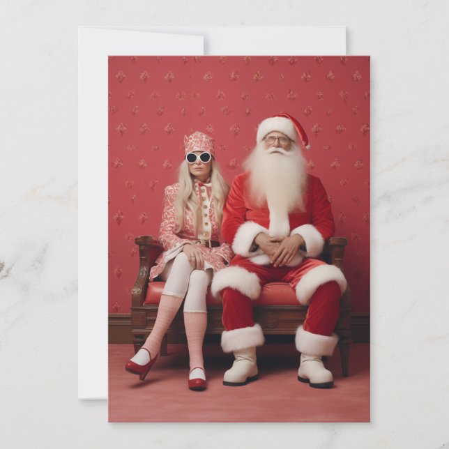 Convite Natal Whimsical Duo: Papais noeis e Sra. Claus (Frente)