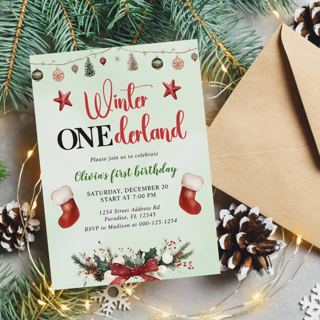 Convite Natal Winter Onederland Primeiro Aniversário (Criador carregado)