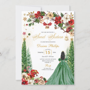 Convite Natal Winter Poinsettia Princess Sweet