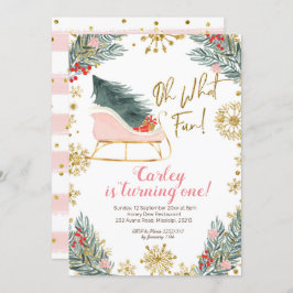 Convite Natal Winter Sleigh Oh Que Divertido Primeiro Aniv