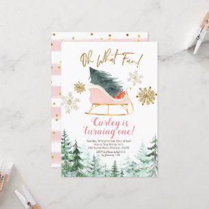 Convite Natal Winter Sleigh Oh Que Divertido Primeiro Aniv