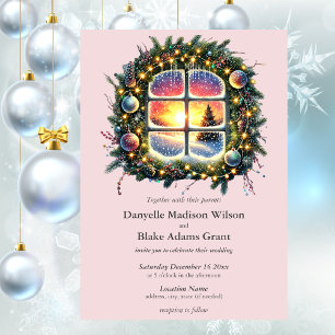 Convite Natal Winter Wonderland Rosy Pink