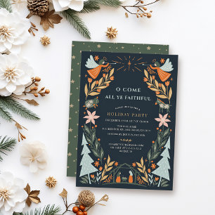 Convite Natividade Anjos Marinho Festa de Natal Azul