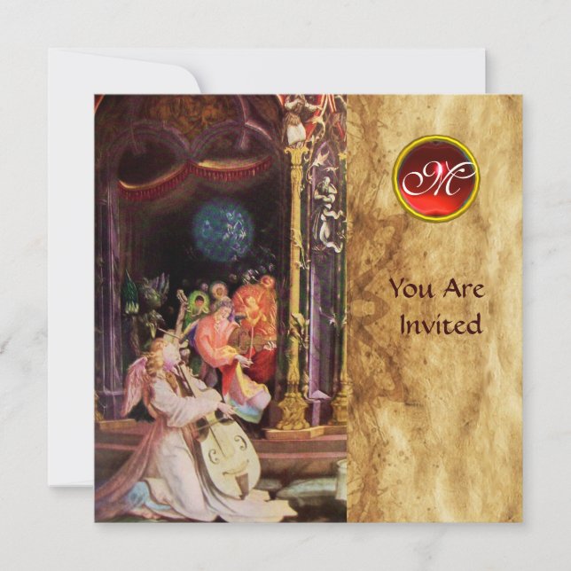 CONVITE NATIVIDADE COM ANJOS - MÁGICA DO MONOGRAMA DE NATA (Frente)