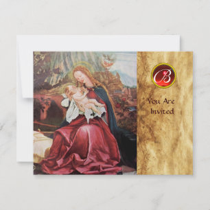 CONVITE NATIVIDADE COM ANJOS - MÁGICA DO MONOGRAMA DO