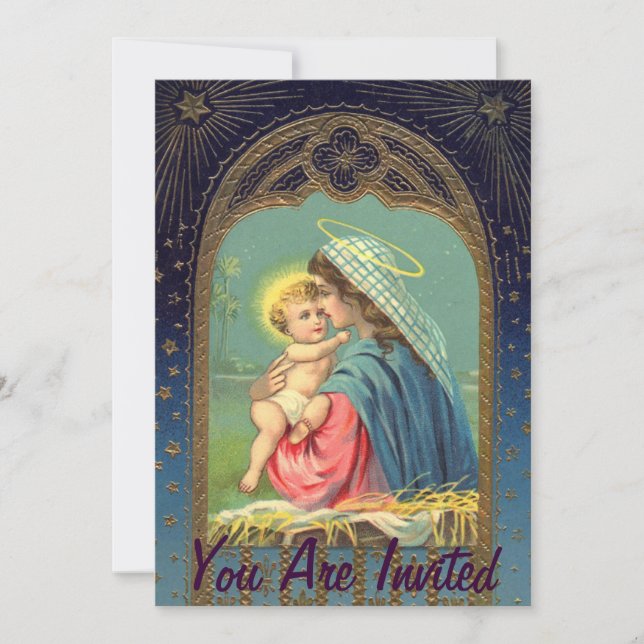 Convite Natividade Mary Segurando O Bebê Jesus (Frente)