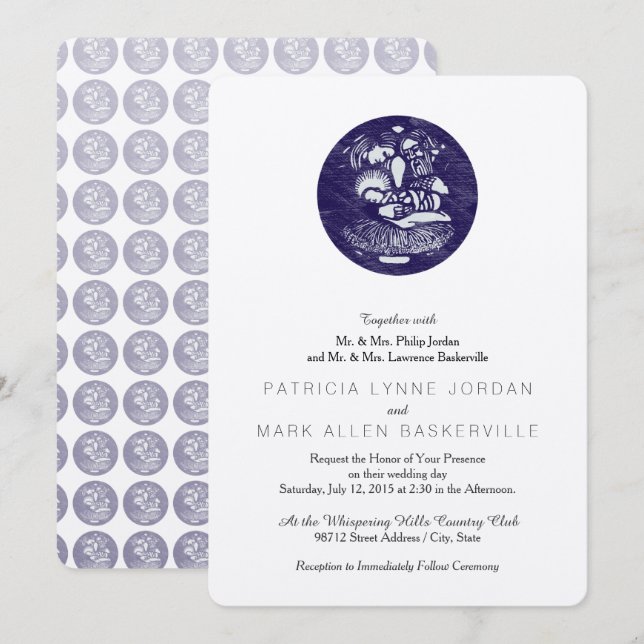 Convite Natividade Medalha Vintage (Frente/Verso)