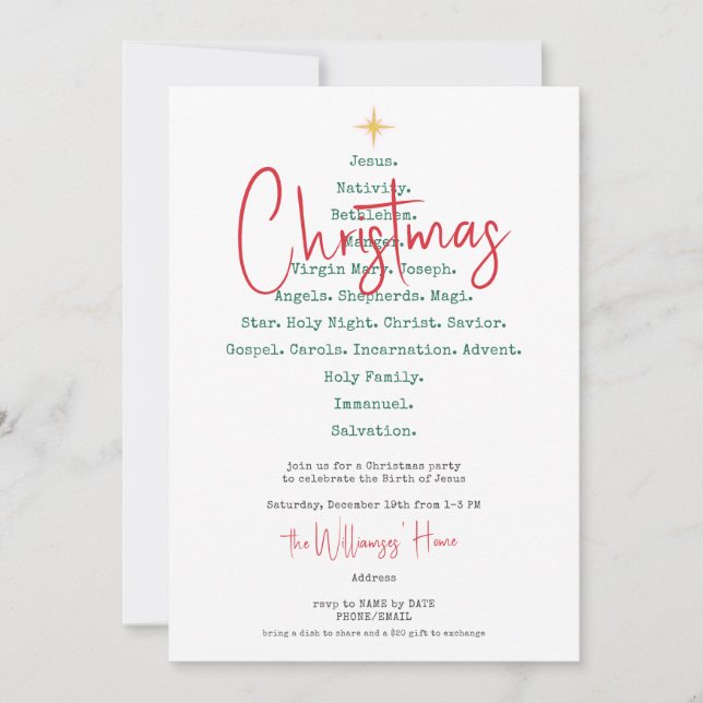 Convite Natividade Natal Christian Faith Jesus Religião (Frente)