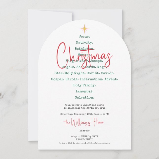 Convite Natividade Natal Christian Faith Jesus Religião (Frente)