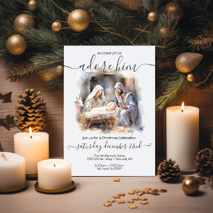 Convite Natividade Natal com menino Jesus, Maria e José