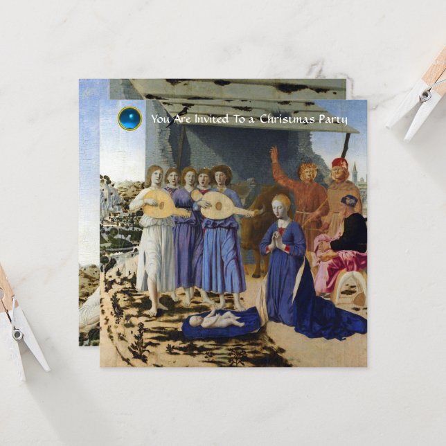 Convite NATIVITY OF JESUS, ANGELS by PIERO DELLA FRANCESCA (Frente/Verso In Situ)