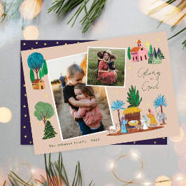 Convite Nativity Scene Religious Family 2 Photos Christmas