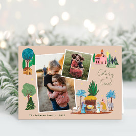 Convite Nativity Scenen 2 Photos Christmas Greeting Card