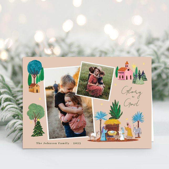 Convite Nativity Scenen 2 Photos Christmas Greeting Card (Nativity Scenen 2 Photos Christmas Greeting Card)