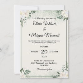 Convite Natural Greenery Wedding Anniversary Invitations