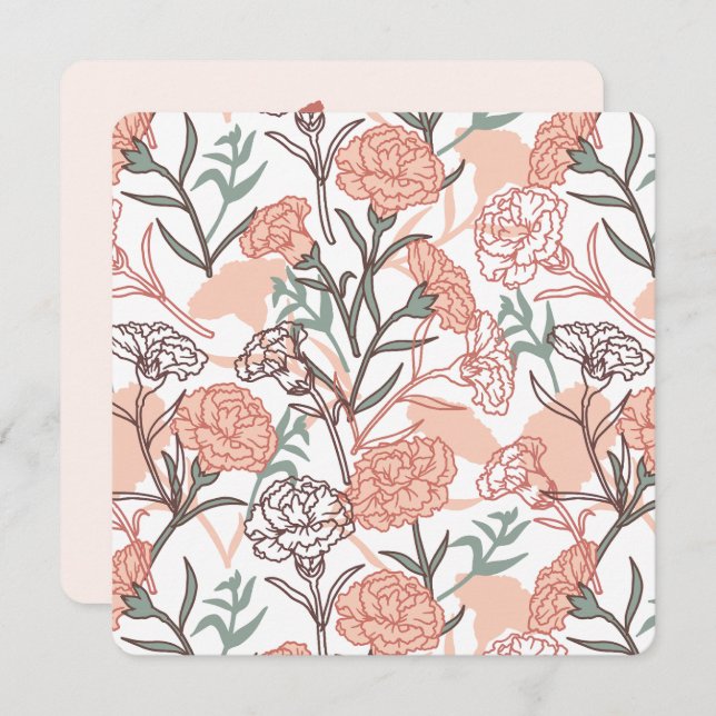 Convite Nature Inspirou Floral: Padrão De Flor De Cravos (Frente/Verso)