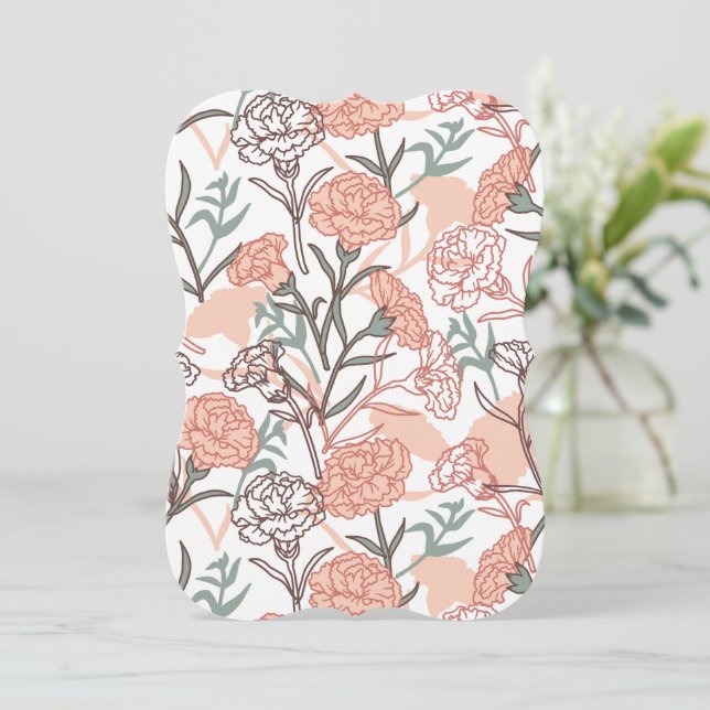 Convite Nature Inspirou Floral: Padrão De Flor De Cravos (Em pé/Frente)