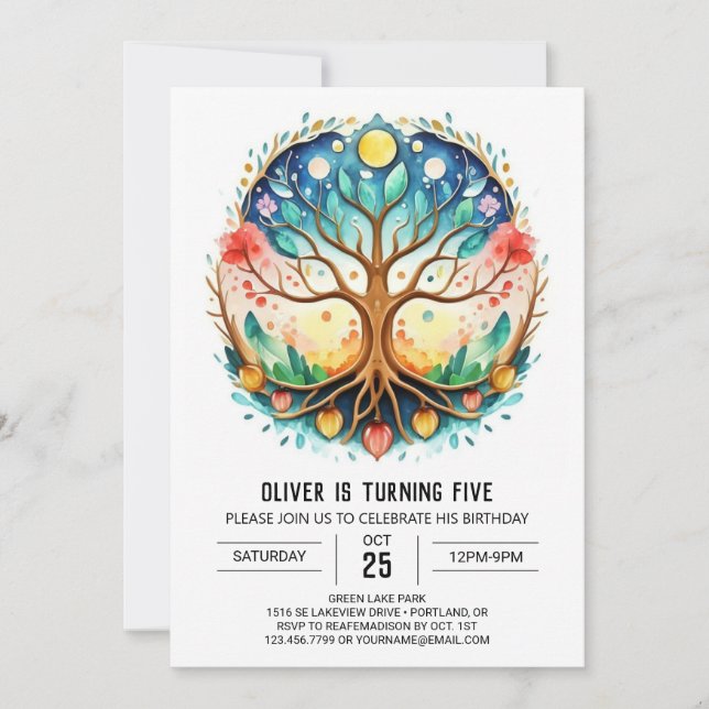 Convite Nature Magical Tree of Life Birthday (Frente)