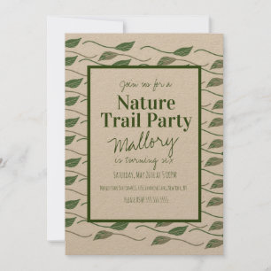 Convite Nature Trail Woods Leaf Birthday Rustic