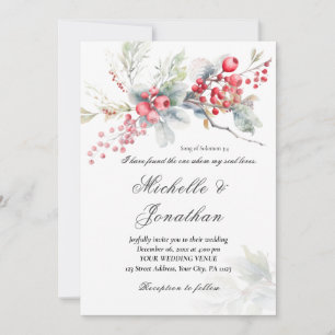 Convite Nature Winter Floral Christian Weding
