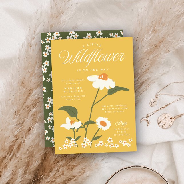 Convite Natureza Moderna Ameaçava Bebê de Flor Selvagem em (Criador carregado)