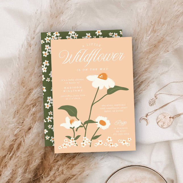 Convite Natureza Moderna Ameaçava Bebê de Flor Selvagem em (Criador carregado)
