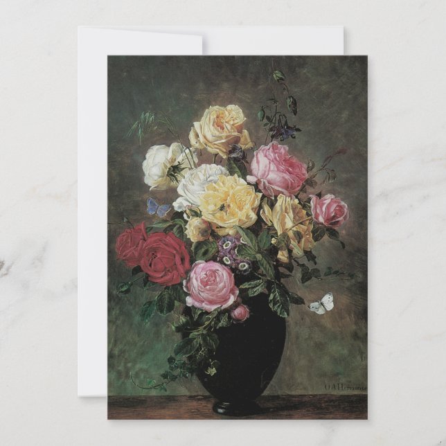 Convite Natureza Morta com Flores em Vaso por Olaf Hermans (Frente)