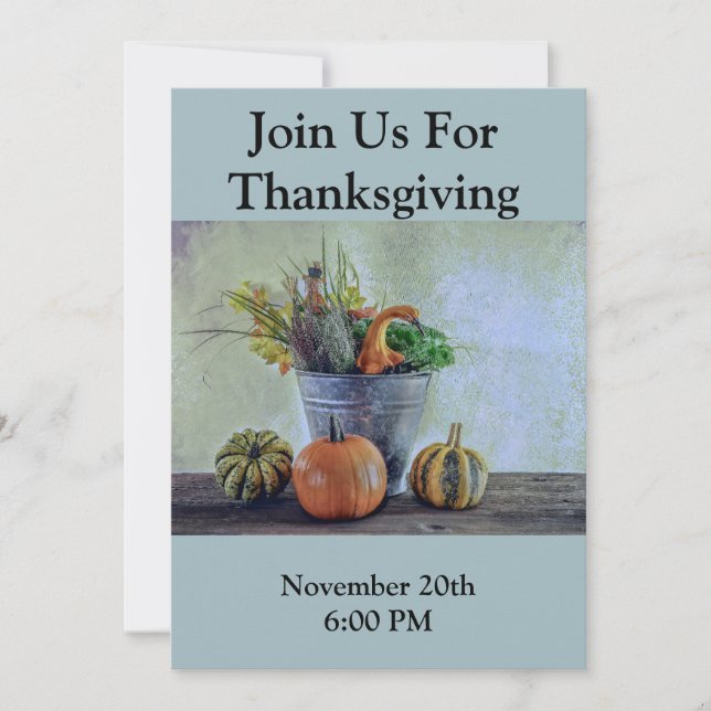 Convite Natureza-morta de outono com abóboras e flores (Frente)