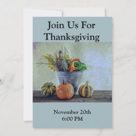 Convite Natureza-morta de outono com abóboras e flores