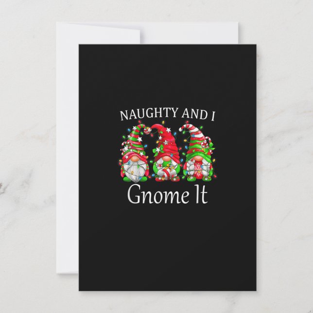 Convite Naughty And I Gnome It Christmas Pajamas Gnomes Fu (Frente)
