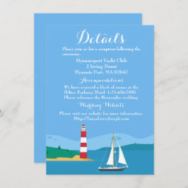 Convite Náutica Blue Wedding Details Lighthouse Sailboat
