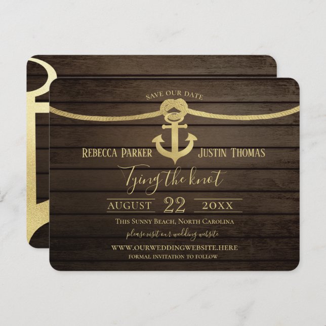 Convite Náutica Navio Lap e Anchor Amarre o Casamento do N (Frente/Verso)