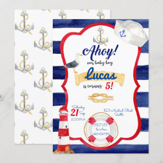 Convite Nautical Birthday Invitation