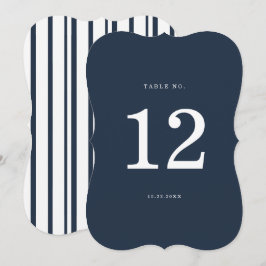 Convite Nautical Navy Stripe Die-Cut Wedding Table Number