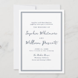 Convite Nautical Navy Stripe Wedding Invitation