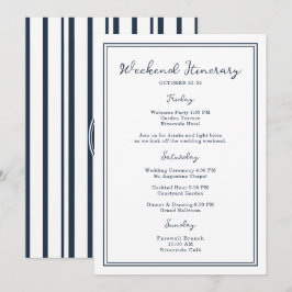 Convite Nautical Navy Wedding Weekend Itinerary Card