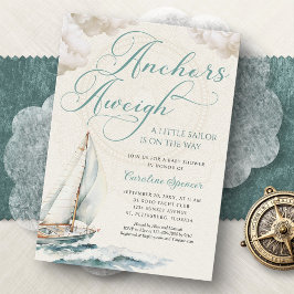 Convite Nautical Sailing Anchor Aweigh Baby Shower