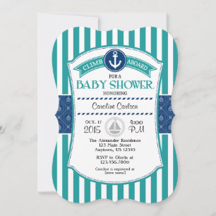 Convite náutico azul do chá de fraldas da cerceta