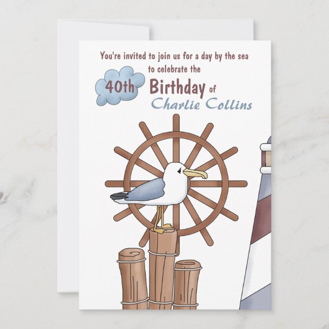 Convite náutico da vara da gaivota (Frente)