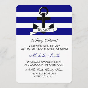 Convite náutico do chá do bebé do marinho