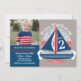 Convite Náutico é o tempo dois, colocar segundo aniversári