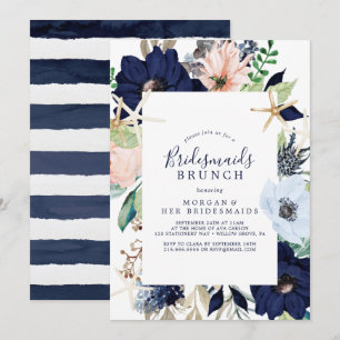 Convite Náutico Moderno  Bridesmaids Floral Brunch