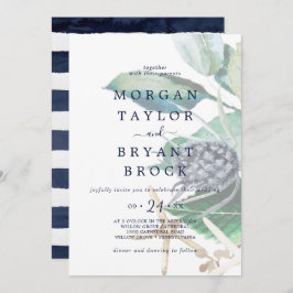 Convite Náutico Moderno | Greenery Faded Wedding