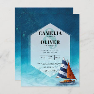 Convite Náutico para Casamento com Barco à Navegaç